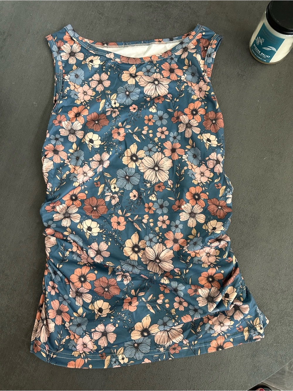 SHEIN Blue Floral Sleeveless Tank Top - Pink, Peach, Cream Flowers
